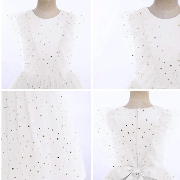 NWT White tulle dress with gold stars detail - Picture 7 of 12